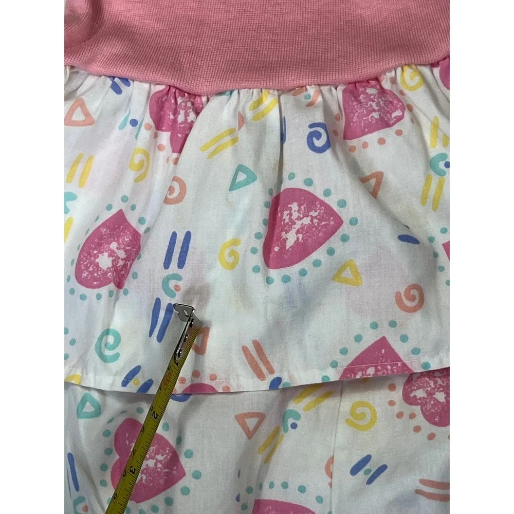 Vintage Baby Girls 18M Pink Heart‎ Geometric Dress and Bloomers Set Made in USA